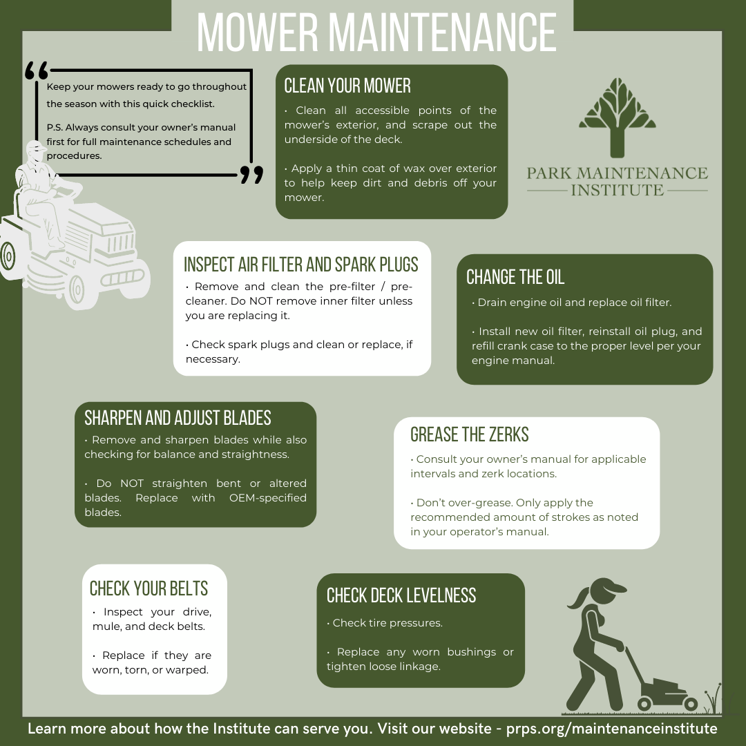 Mower maintenance for scoop